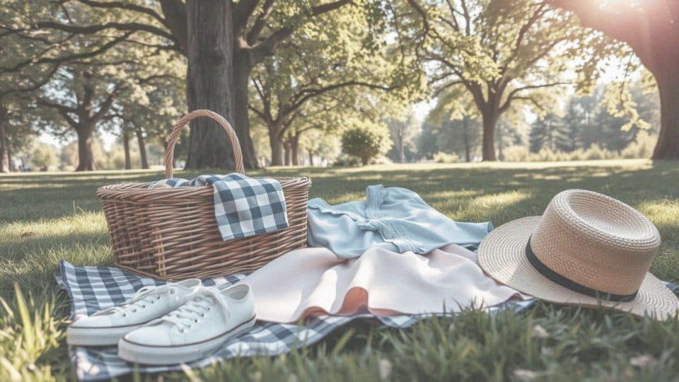 Jak zestawić różową spódniczkę z granatową bluzką na piknik?